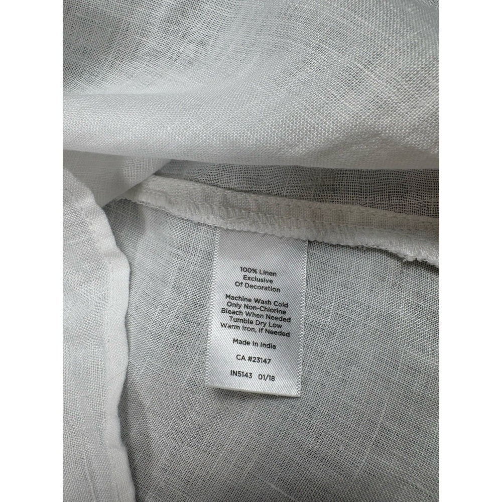 Talbots Women's 100% Linen Sleeveless White Camisole Top Crochet Size XL Petite - Picture 11 of 12